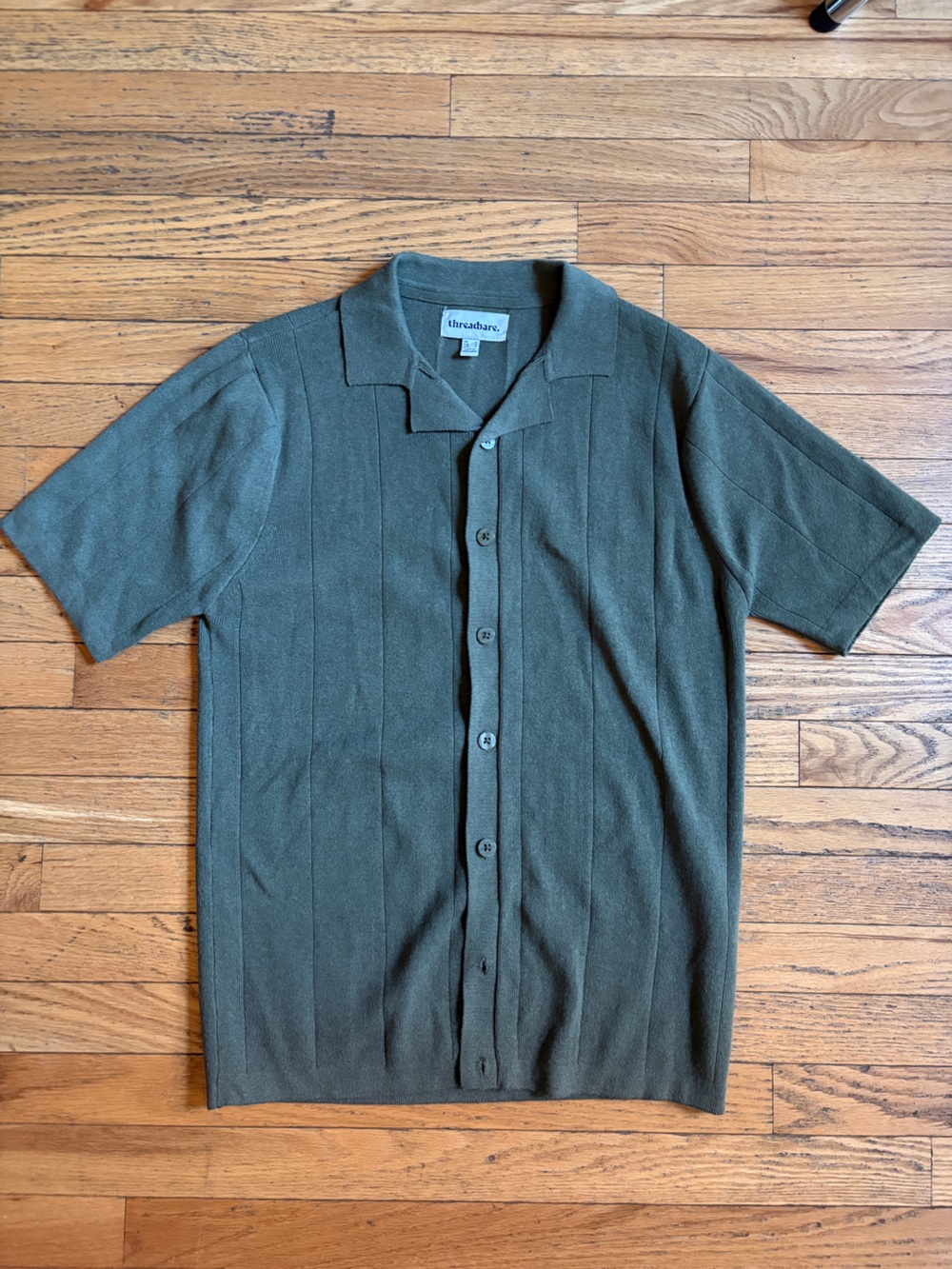 Threadbare Men's Olive Green Short-Sleeve Button-Front Shirt